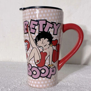Betty Boop Pink Polkadot  Tall Travel Mug With Lid
